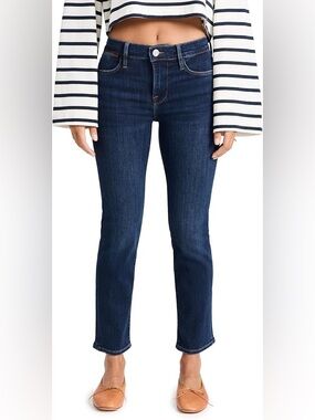 FRAME sz. 26 Women's Le High Straight Jeans Dark Wash cropped Stretch High-rise
